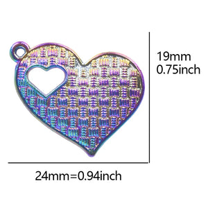 10PCS Rainbow Heart Pendant Charms for Jewelry Crafts DIY Necklace