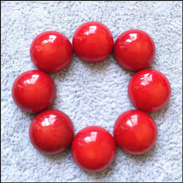 10PCS Red Coral Cabochons Coin Shapes CABS 3-10mm