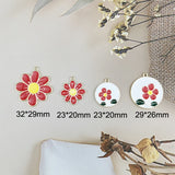10PCS Red Flowers Enamel Charms for DIY Earrings Jewelry Making