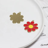 10PCS Red Flowers Enamel Charms for DIY Earrings Jewelry Making