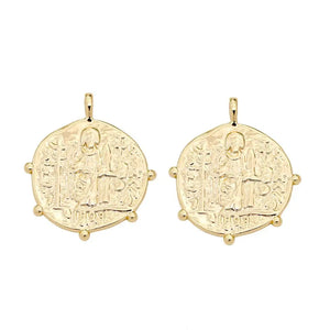 10PCS Copper Round Coin Pendant Religious Charms for Jewelry Making