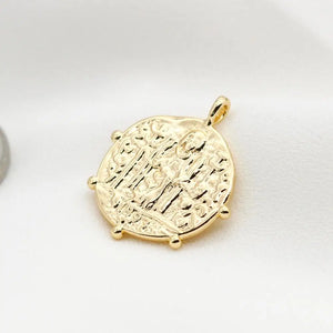 10PCS Copper Round Coin Pendant Religious Charms for Jewelry Making