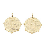 10PCS Copper Round Coin Pendant Religious Charms for Jewelry Making