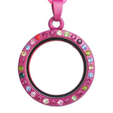 10PCS Round Mix Rhinestone PU Leather Rope Floating Locket Alloy Pendant