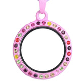 10PCS Round Mix Rhinestone PU Leather Rope Floating Locket Alloy Pendant