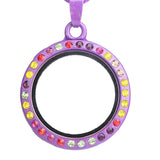 10PCS Round Mix Rhinestone PU Leather Rope Floating Locket Alloy Pendant