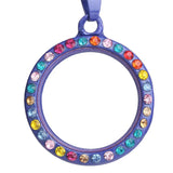 10PCS Round Mix Rhinestone PU Leather Rope Floating Locket Alloy Pendant