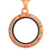 10PCS Round Mix Rhinestone PU Leather Rope Floating Locket Alloy Pendant