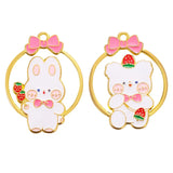 10PCS/SET Enamel Rabbit Bear Charms for DIY Necklace Bracelet Jewelry