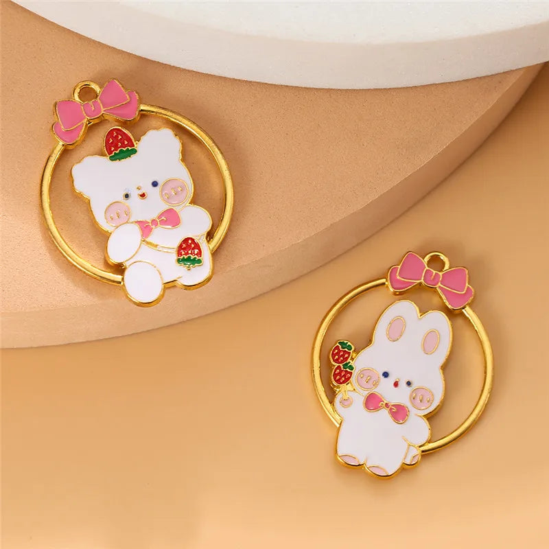 10PCS/SET Enamel Rabbit Bear Charms for DIY Necklace Bracelet Jewelry