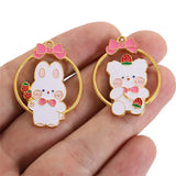 10PCS/SET Enamel Rabbit Bear Charms for DIY Necklace Bracelet Jewelry