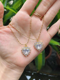 10PCS Small Crystal Zircon Heart Charms for DIY Jewelry Making