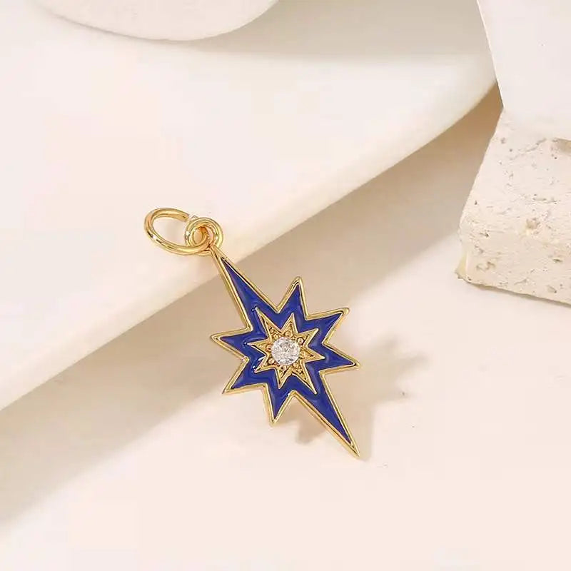 10PCS Colorful Star Charms with Zircon for Jewelry Making