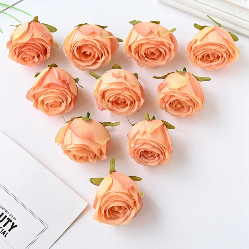 10PCS Silk Artificial Rose Head for DIY Wreaths Wedding Decoration
