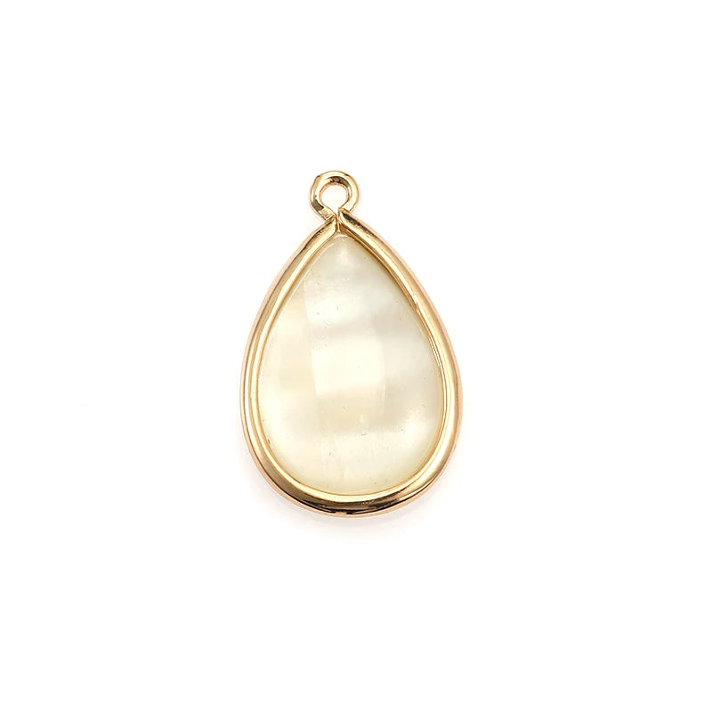 10PCS Small Golden Water Drop Charms Conch Shell Pendants for Jewelry Making