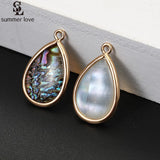 10PCS Small Golden Water Drop Charms Conch Shell Pendants for Jewelry Making