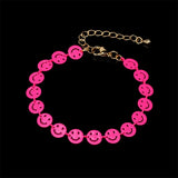 10PCS Smile Face Bracelet Colorful Candy Paint Chain Bracelet