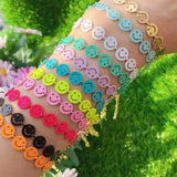 10PCS Smiling Face Charm Enamel Chain Bracelet Vintage Jewelry