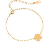 10PCS Stainless Steel Lucky Clover Heart Charm Bracelet For Women