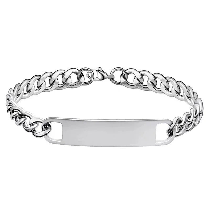 10PCS Stainless Steel Cuban Chain Bracelet for Engraving DIY