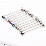 10PCS Industrial Piercing Barbell 14G Silver Crystal Ball Cartilage Ear Jewelry