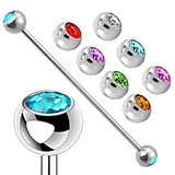10PCS Industrial Piercing Barbell 14G Silver Crystal Ball Cartilage Ear Jewelry