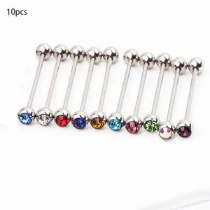 10PCS Industrial Piercing Barbell 14G Silver Crystal Ball Cartilage Ear Jewelry
