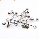 10PCS Industrial Piercing Barbell 14G Silver Crystal Ball Cartilage Ear Jewelry