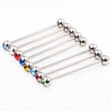 10PCS Industrial Piercing Barbell 14G Silver Crystal Ball Cartilage Ear Jewelry