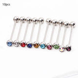 10PCS Industrial Piercing Barbell 14G Silver Crystal Ball Cartilage Ear Jewelry