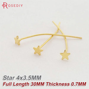 10PCS 18K Color Brass Flat Pins & Needles Jewelry Making Supplies