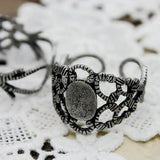 10PCS Adjustable Antiqued Silver Plated Brass Rings with 8x10mm Pad Nickel Free