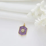 10PCS Vintage Sun Hexagon Necklace Pendant DIY Jewelry Making Copper With Enamel
