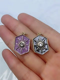 10PCS Vintage Sun Hexagon Necklace Pendant DIY Jewelry Making Copper With Enamel