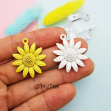 10PCS Sunflowers Metal Pendants 3D Flower Enamel Charms for DIY Jewelry Making