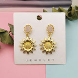 10PCS Sunflowers Metal Pendants 3D Flower Enamel Charms for DIY Jewelry Making