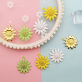 10PCS Sunflowers Metal Pendants 3D Flower Enamel Charms for DIY Jewelry Making