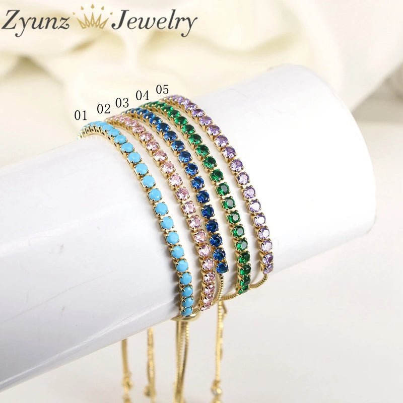 10PCS Tennis Chain Bracelets Cubic Zircon Crystal Women Wedding Party Gift