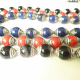 10PCS Tibetan Beads Capped Natural Stone Agates Lapis Beads Nepal Hand Beads