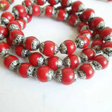 10PCS Tibetan Resin Hand Beads Red 10-11mm Nepal Beads TSB0288