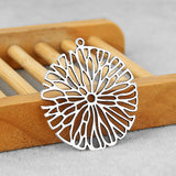 10PCS Tibetan Silver Flower Filigree Branch Charms Pendants 37x37mm