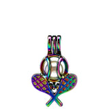 10PCS Tennis Racket Pearl Cage Locket Aromatherapy Diffuser Pendant