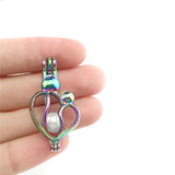 10PCS Heart Pearl Cage Locket Pendant Aromatherapy Diffuser Gift Necklace