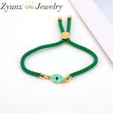 Enamel Eye Charm Bracelet Silver Colorful Rope Thread String Bracelets