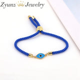 Enamel Eye Charm Bracelet Silver Colorful Rope Thread String Bracelets