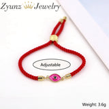 Enamel Eye Charm Bracelet Silver Colorful Rope Thread String Bracelets