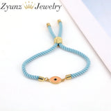 Enamel Eye Charm Bracelet Silver Colorful Rope Thread String Bracelets