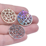 10PCS Constellation Round Charm DIY Necklace Stainless Steel Pendant