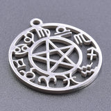 10PCS Constellation Round Charm DIY Necklace Stainless Steel Pendant