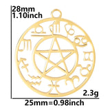 10PCS Constellation Round Charm DIY Necklace Stainless Steel Pendant